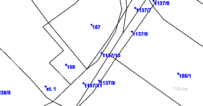Parcela st. 1137/10 v KÚ Stojslavice, Katastrální mapa