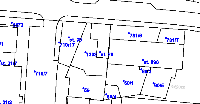Parcela st. 29 v KÚ Smiřice, Katastrální mapa