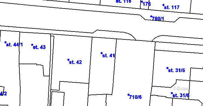 Parcela st. 41 v KÚ Smiřice, Katastrální mapa