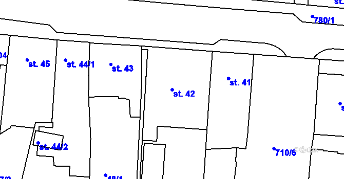 Parcela st. 42 v KÚ Smiřice, Katastrální mapa