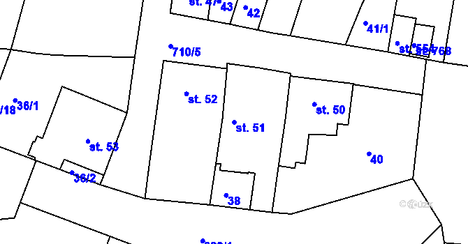 Parcela st. 51 v KÚ Smiřice, Katastrální mapa