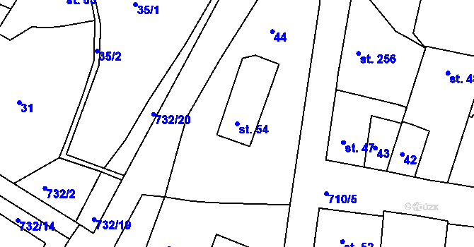 Parcela st. 54 v KÚ Smiřice, Katastrální mapa