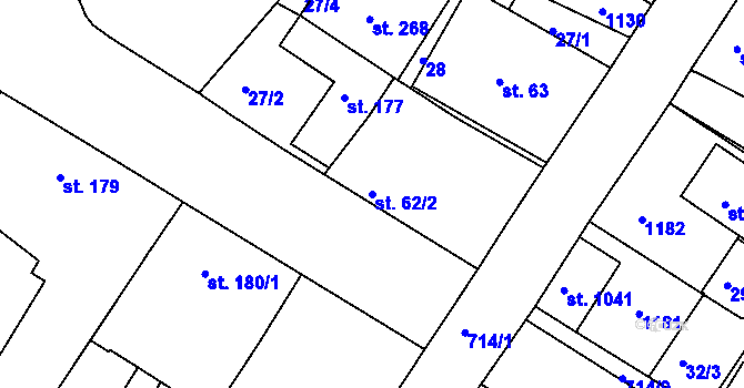 Parcela st. 62/2 v KÚ Smiřice, Katastrální mapa