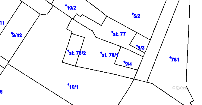 Parcela st. 76/1 v KÚ Smiřice, Katastrální mapa