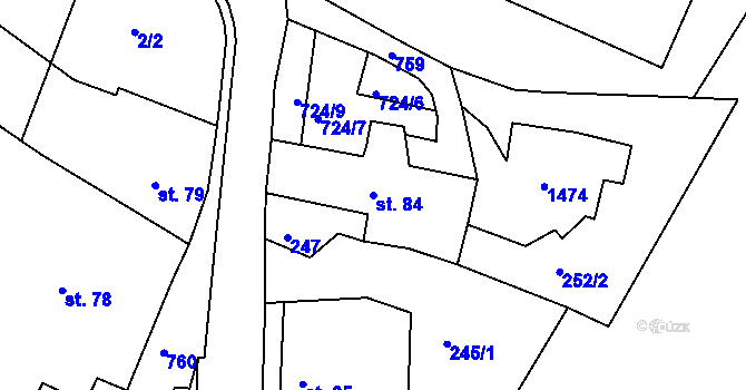 Parcela st. 84 v KÚ Smiřice, Katastrální mapa