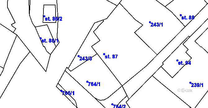 Parcela st. 87 v KÚ Smiřice, Katastrální mapa
