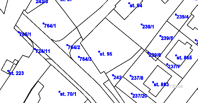 Parcela st. 95 v KÚ Smiřice, Katastrální mapa