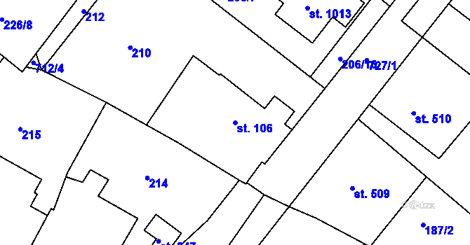 Parcela st. 106 v KÚ Smiřice, Katastrální mapa