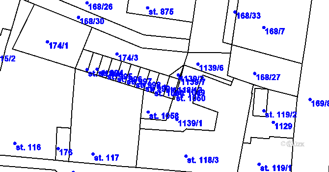 Parcela st. 118/12 v KÚ Smiřice, Katastrální mapa