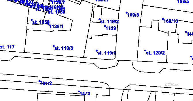 Parcela st. 119/1 v KÚ Smiřice, Katastrální mapa