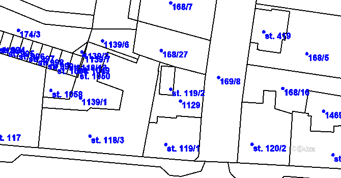 Parcela st. 119/2 v KÚ Smiřice, Katastrální mapa