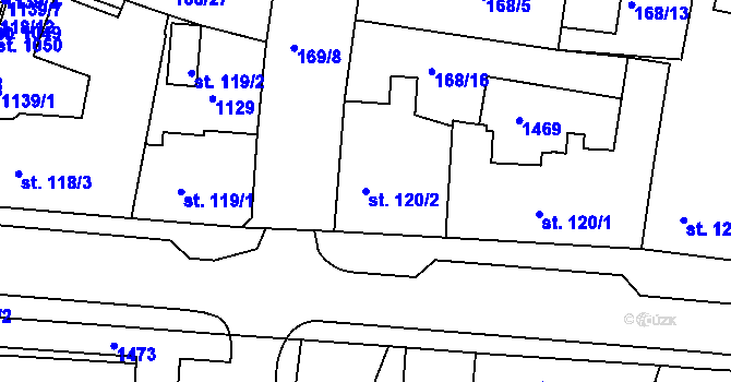 Parcela st. 120/2 v KÚ Smiřice, Katastrální mapa