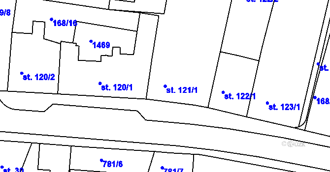 Parcela st. 121/1 v KÚ Smiřice, Katastrální mapa