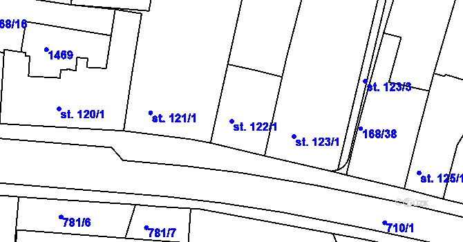 Parcela st. 122/1 v KÚ Smiřice, Katastrální mapa