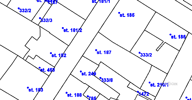 Parcela st. 187 v KÚ Smiřice, Katastrální mapa