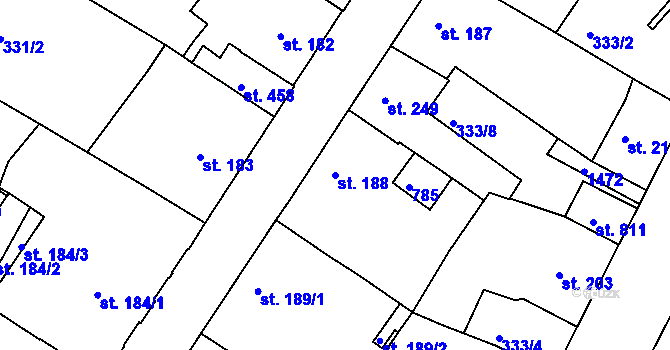 Parcela st. 188 v KÚ Smiřice, Katastrální mapa