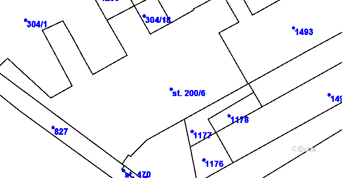 Parcela st. 200/6 v KÚ Smiřice, Katastrální mapa