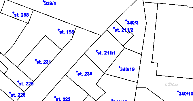 Parcela st. 211/1 v KÚ Smiřice, Katastrální mapa