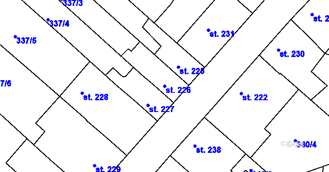 Parcela st. 226 v KÚ Smiřice, Katastrální mapa
