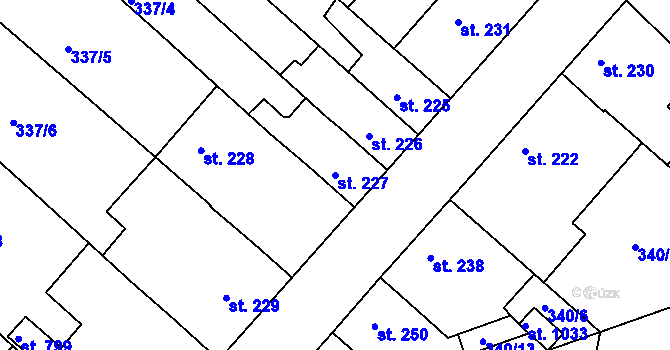 Parcela st. 227 v KÚ Smiřice, Katastrální mapa