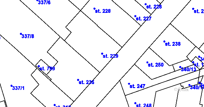 Parcela st. 229 v KÚ Smiřice, Katastrální mapa