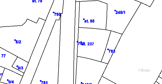Parcela st. 237 v KÚ Smiřice, Katastrální mapa