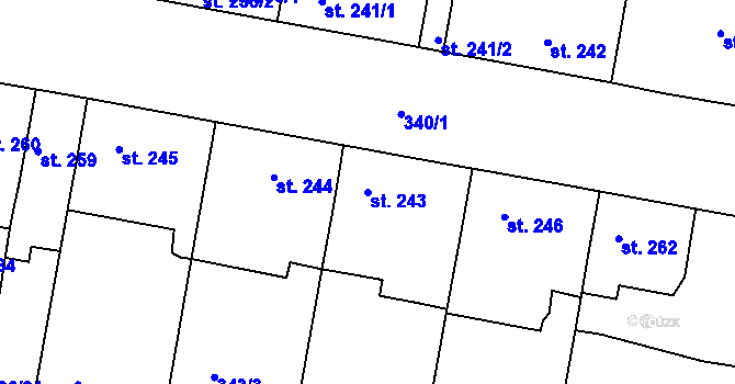 Parcela st. 243 v KÚ Smiřice, Katastrální mapa