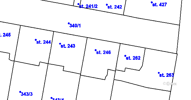 Parcela st. 246 v KÚ Smiřice, Katastrální mapa