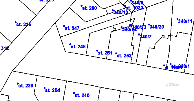 Parcela st. 251 v KÚ Smiřice, Katastrální mapa