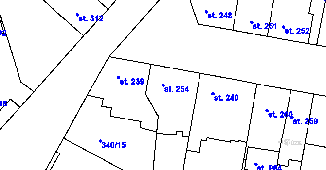 Parcela st. 254 v KÚ Smiřice, Katastrální mapa