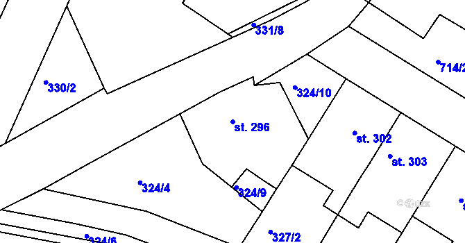 Parcela st. 296 v KÚ Smiřice, Katastrální mapa