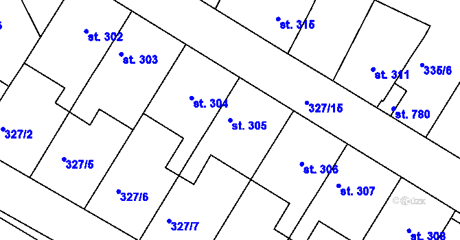 Parcela st. 305 v KÚ Smiřice, Katastrální mapa
