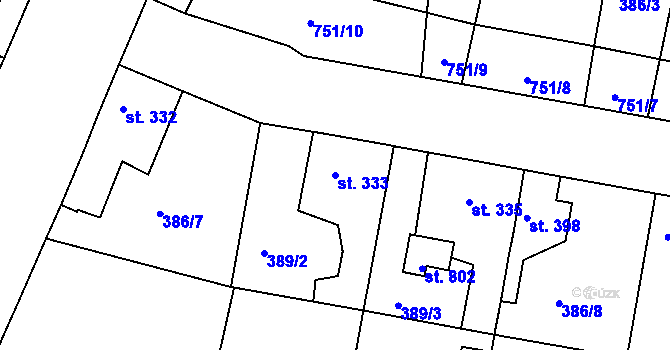 Parcela st. 333 v KÚ Smiřice, Katastrální mapa