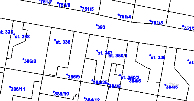 Parcela st. 337 v KÚ Smiřice, Katastrální mapa