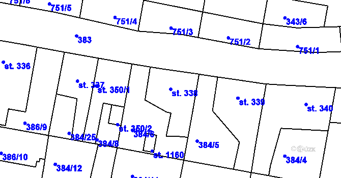Parcela st. 338 v KÚ Smiřice, Katastrální mapa