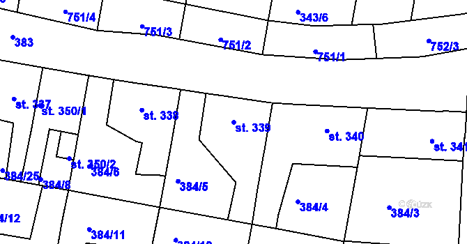 Parcela st. 339 v KÚ Smiřice, Katastrální mapa