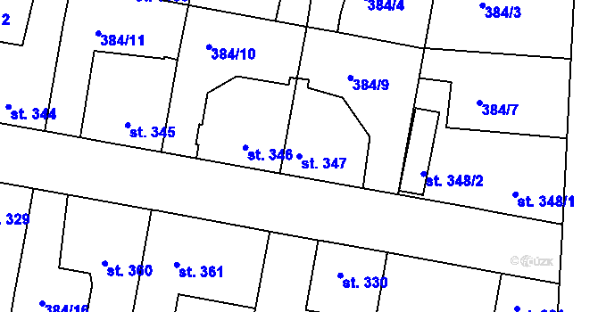 Parcela st. 347 v KÚ Smiřice, Katastrální mapa