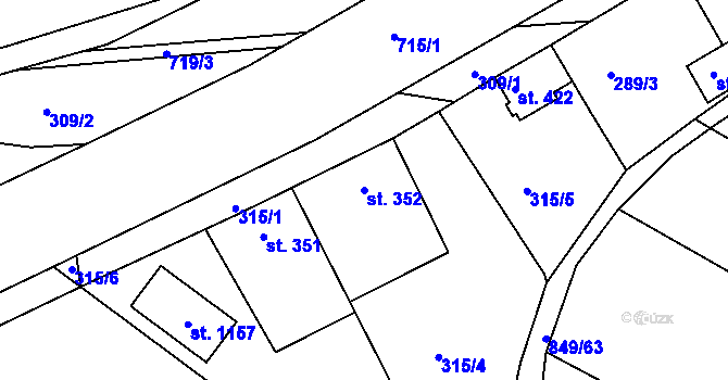 Parcela st. 352 v KÚ Smiřice, Katastrální mapa