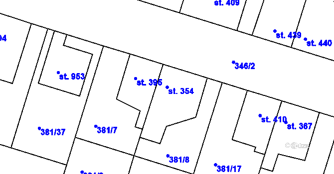 Parcela st. 354 v KÚ Smiřice, Katastrální mapa