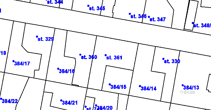 Parcela st. 361 v KÚ Smiřice, Katastrální mapa
