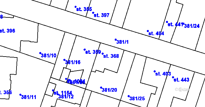 Parcela st. 368 v KÚ Smiřice, Katastrální mapa