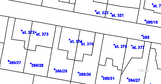 Parcela st. 375 v KÚ Smiřice, Katastrální mapa