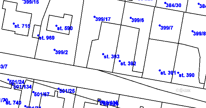Parcela st. 393 v KÚ Smiřice, Katastrální mapa