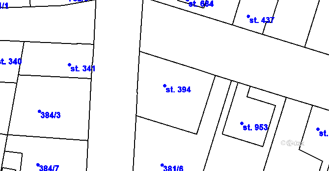 Parcela st. 394 v KÚ Smiřice, Katastrální mapa