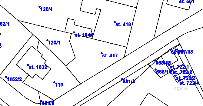 Parcela st. 417 v KÚ Smiřice, Katastrální mapa