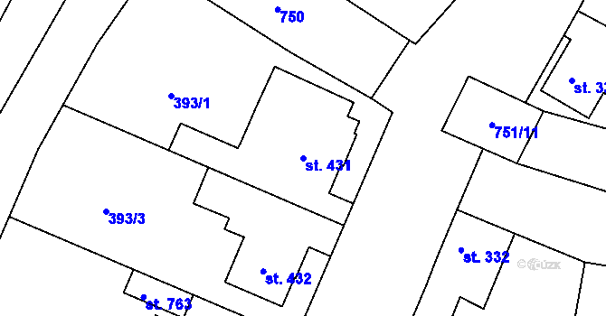 Parcela st. 431 v KÚ Smiřice, Katastrální mapa