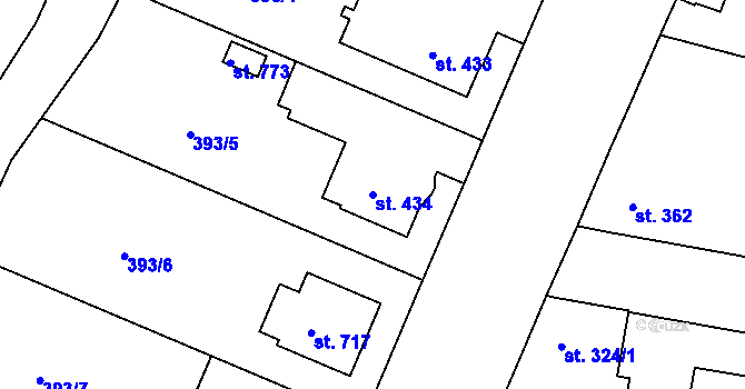 Parcela st. 434 v KÚ Smiřice, Katastrální mapa