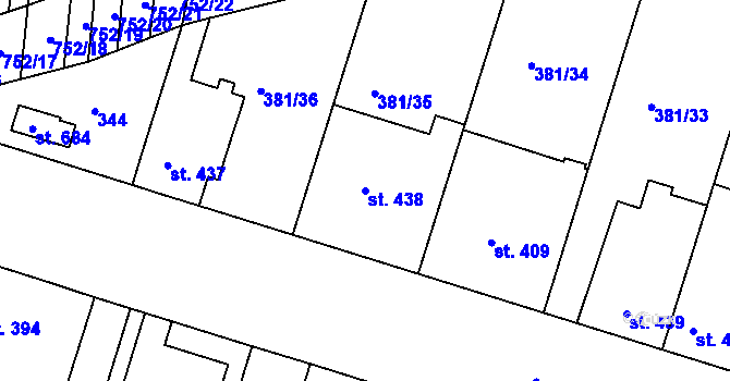 Parcela st. 438 v KÚ Smiřice, Katastrální mapa