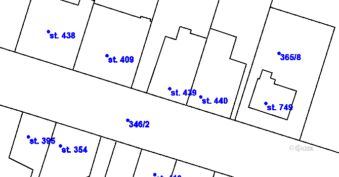 Parcela st. 439 v KÚ Smiřice, Katastrální mapa