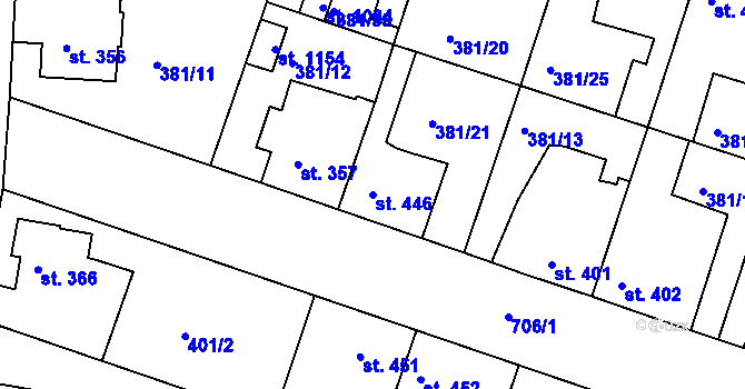 Parcela st. 446 v KÚ Smiřice, Katastrální mapa